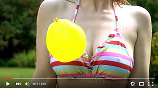 Testing the Sony RX10 II with water filled balloons and pretty bikini clad model